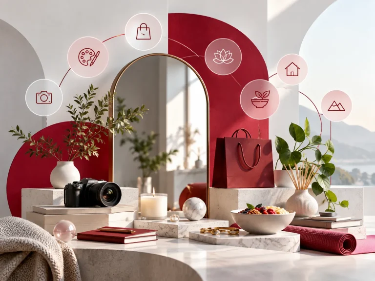 Moderne compositie met lifestyle, creativiteit, wonen, wellness en andere inspirerende onderwerpen